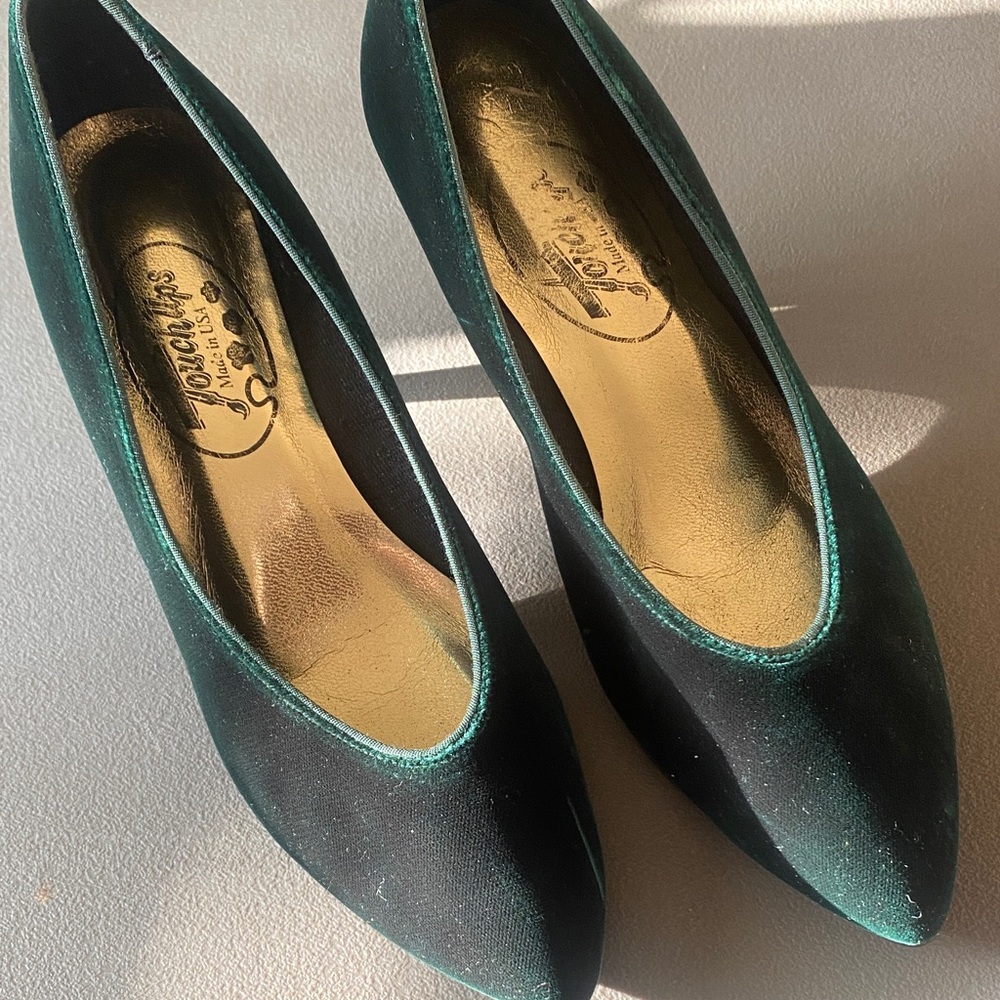 Touch Ups Dark Green Velvet Loafers